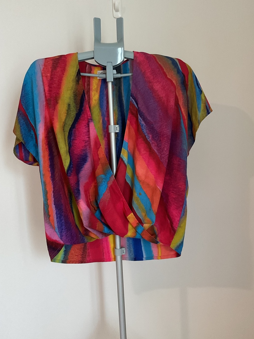 Alana Kay Art Vibrant Watercolor Wrap Blouse-No Size Tag